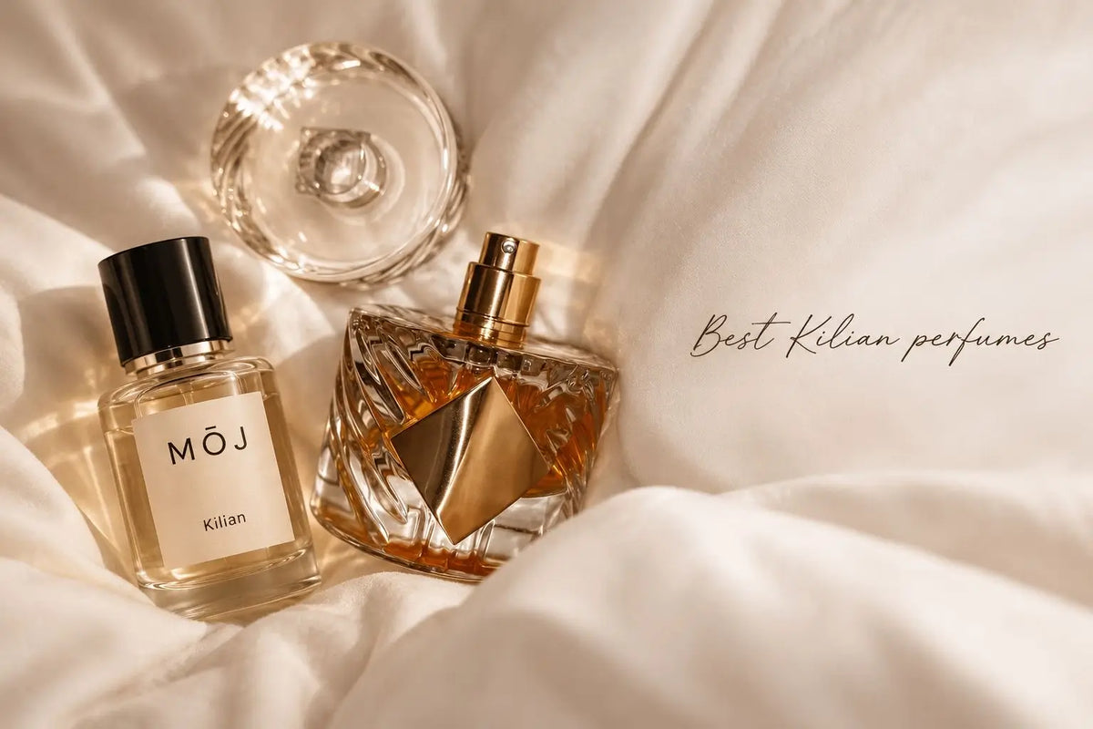 MOJ perfume bottles inspired by Kilian including Angel Share and Intoxicated