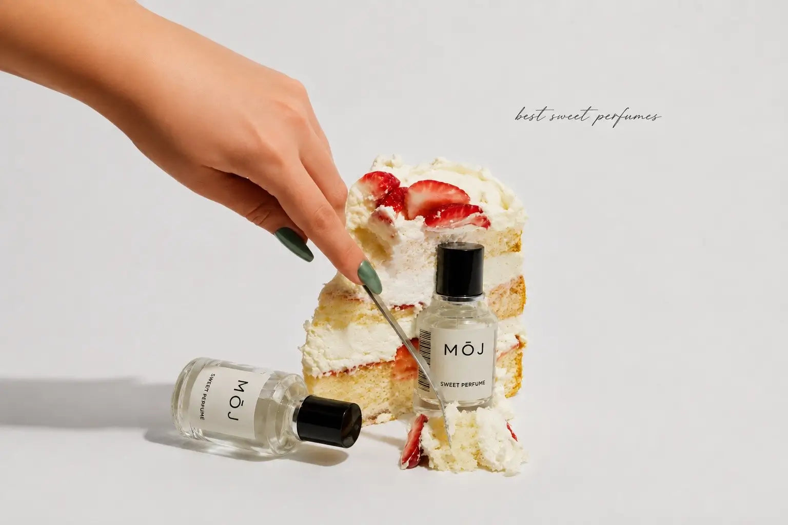 MOJ sweet perfume bottles including Devotion, La Vie Belle and Tobacco Vanilla