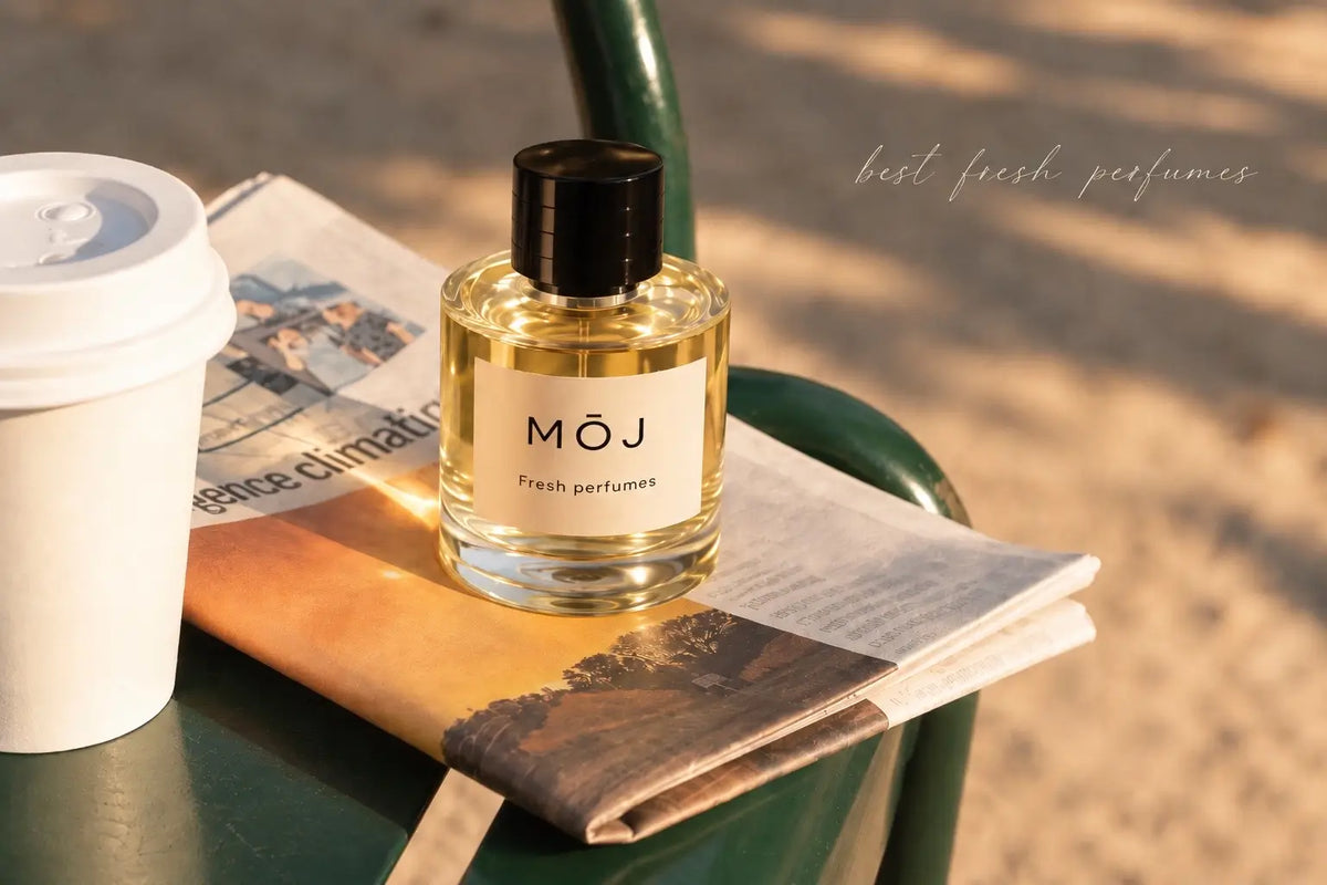 MOJ fresh perfume bottles including Afternoon Swim and Silver Water