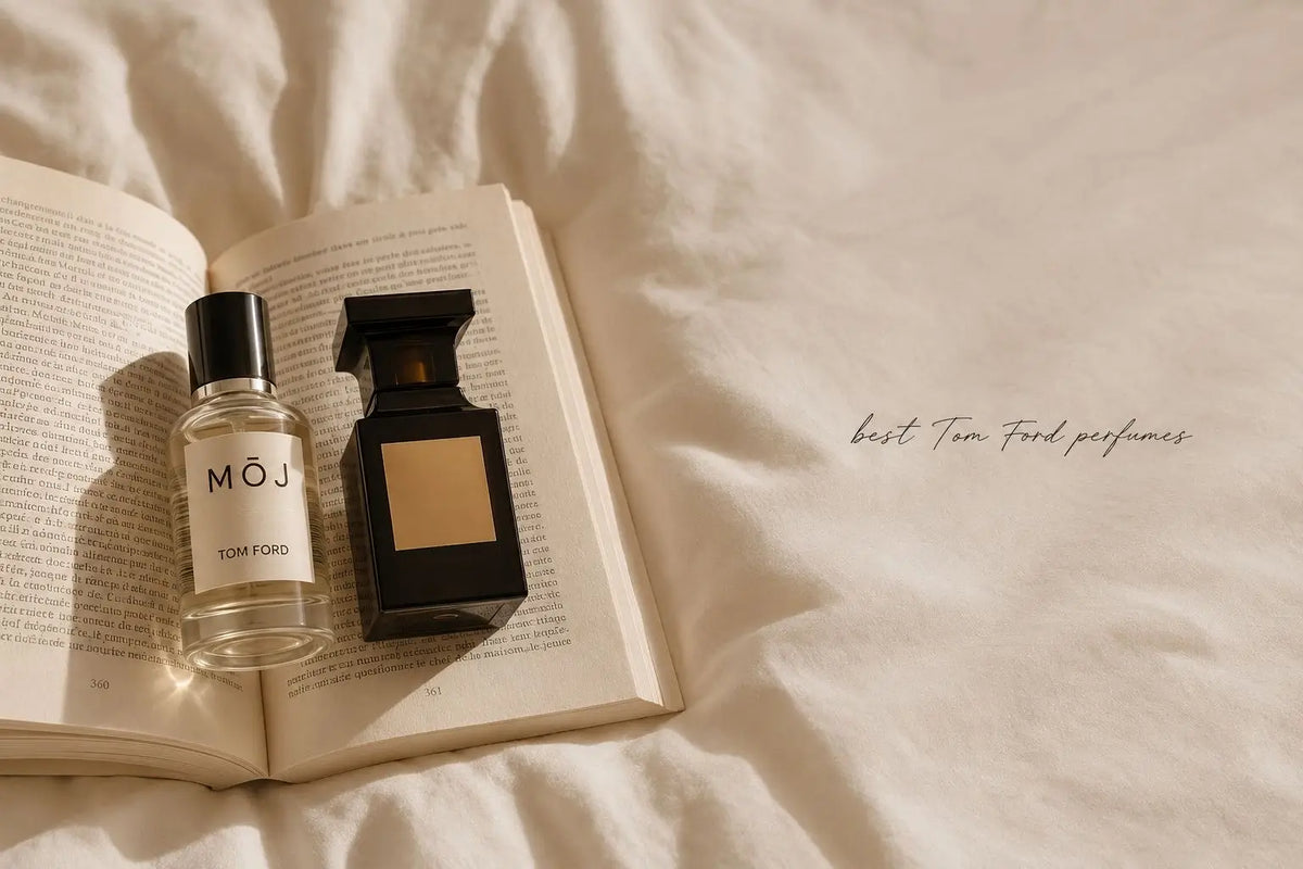 MOJ perfume bottles inspired by Tom Ford including Oudwood and Black Orchid