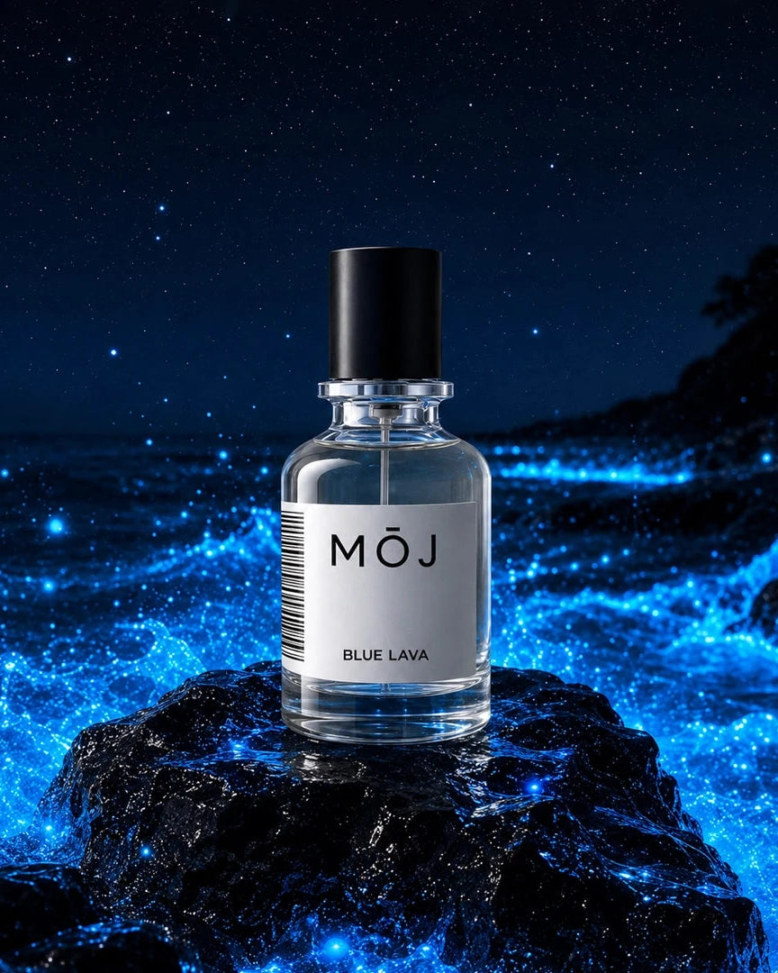 Blue Lava by MOJ Perfumes creative poster