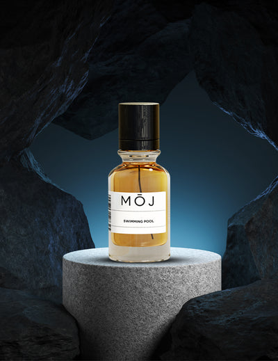Swimming Pool perfume bottle by MOJ Perfumes, fresh aquatic unisex fragrance