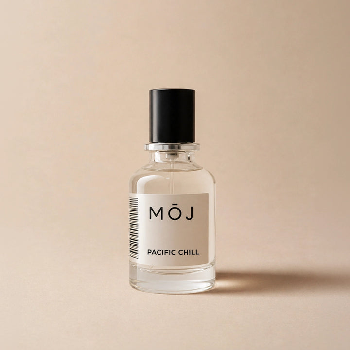 MOJ Pacific Chill perfume bottle, fruity aromatic unisex fragrance inspired by LV Pacific Chill